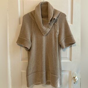 Vintage Tan Sweater with Shawl Collar